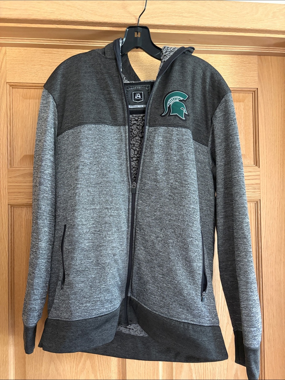 Gray Michigan State Spartans Full-Zip Sherpa-Lined Hoodie